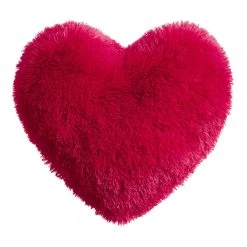 World Market Red Shaggy Heart Shaped Throw Pillow