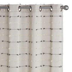 World Market Gray Embroidered Cotton Grommet Top Curtains Set of 2