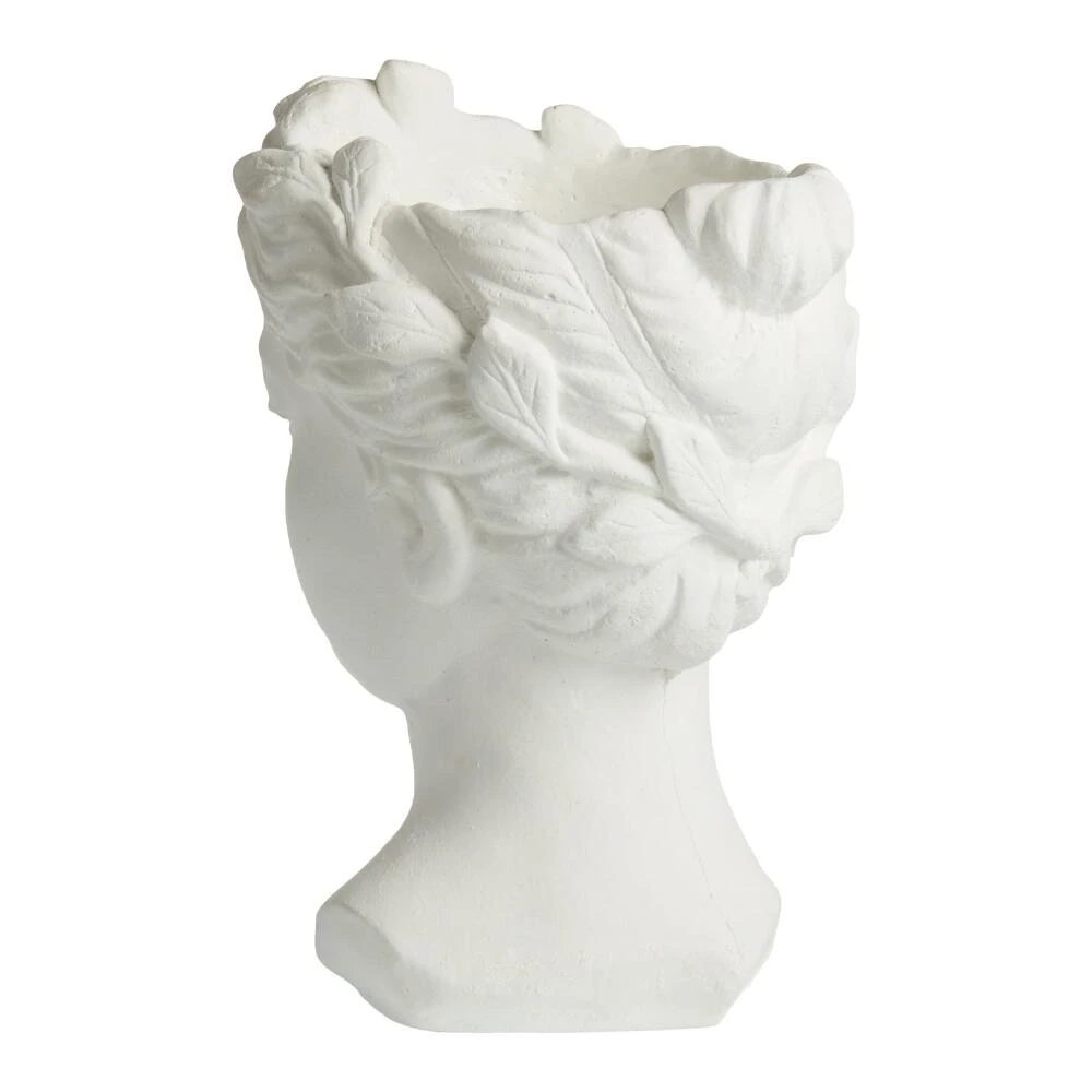 World Market White Cement Figural Female Bust Vase - Image 2