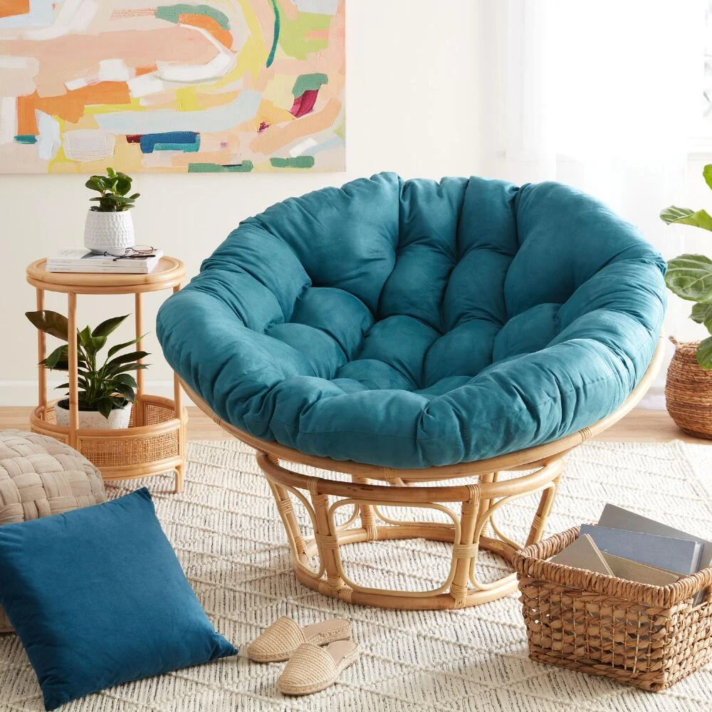 World Market Teal Microsuede Papasan Chair Cushion - Image 2
