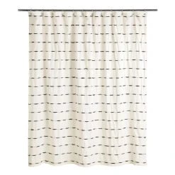 World Market Taylor Ivory And Black Woven Stripe Shower Curtain