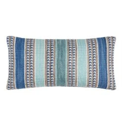 World Market Blue Woven Stripe Indoor Outdoor Lumbar Pillow