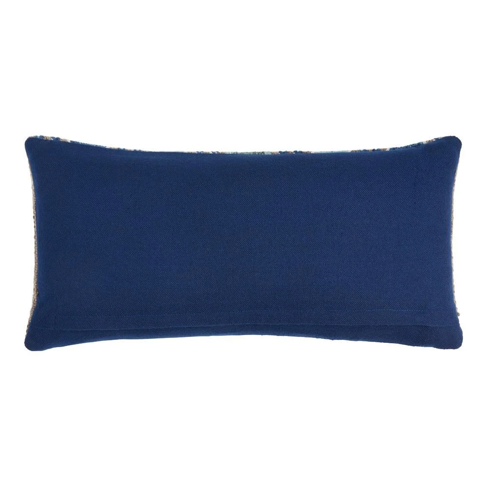 World Market Blue Woven Stripe Indoor Outdoor Lumbar Pillow - Image 3