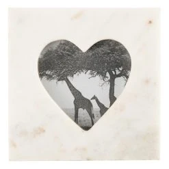 World Market Square White Marble Heart Frame