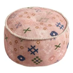 World Market Blush Abstract Symbols Pouf