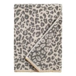 World Market Gray and Ivory Leopard Print Bath Towel