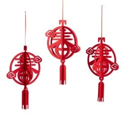World Market Red Lunar New Year Spring Lantern Hanging Decor Set of 3