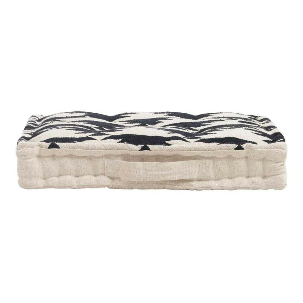 World Market Black and White Dhurrie Weave Floor Cushion - Image 3