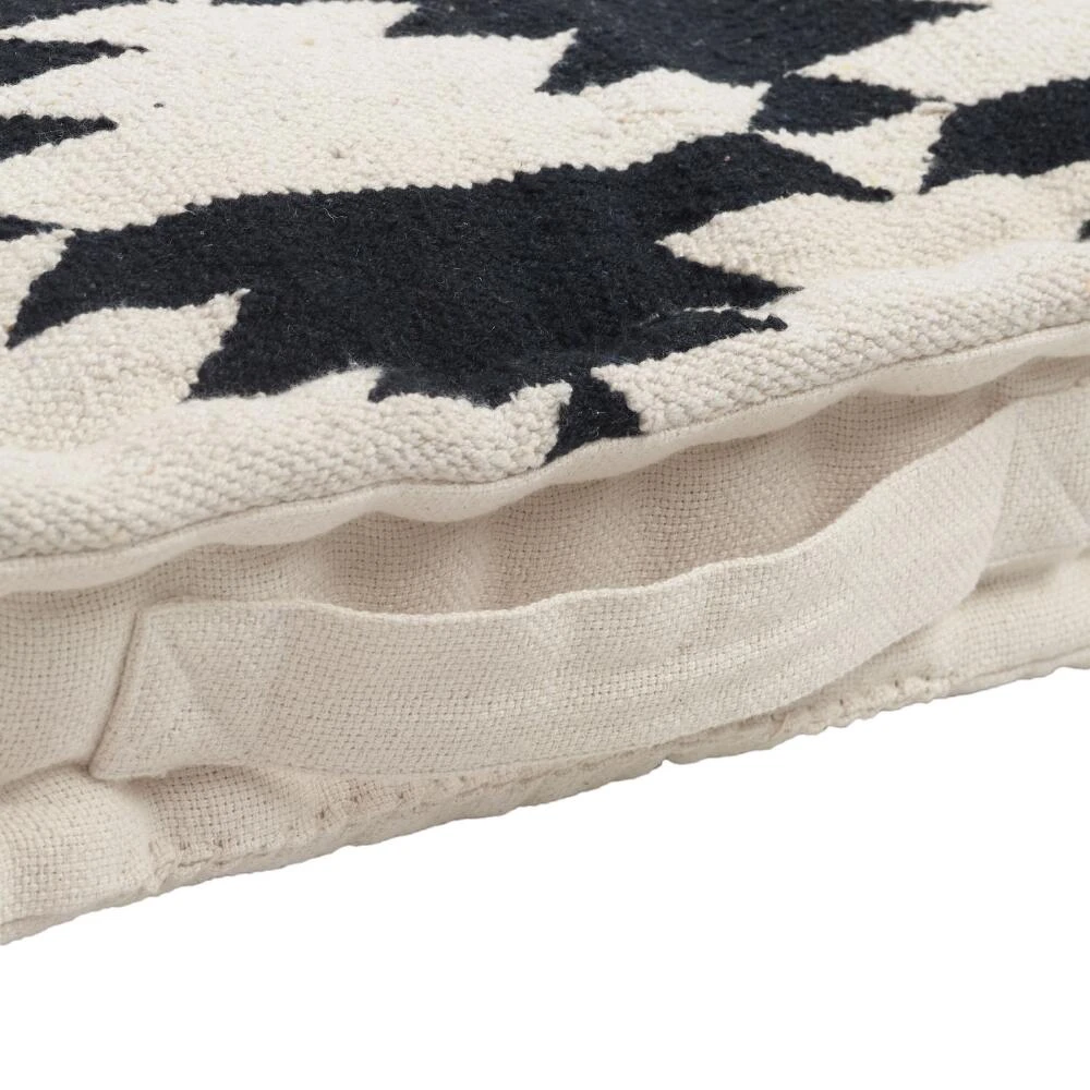 World Market Black and White Dhurrie Weave Floor Cushion - Image 4