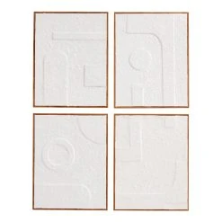 World Market White Rice Paper Geo Framed Wall Art 4 Piece