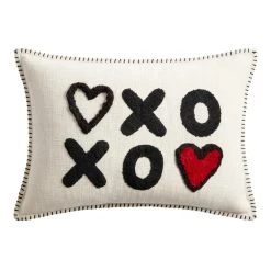 World Market Ivory And Black Tufted XOXO Lumbar Pillow