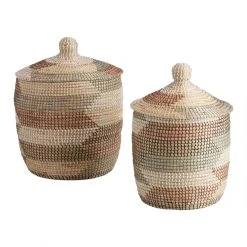 World Market Arabella Multicolor Seagrass Basket with Lid