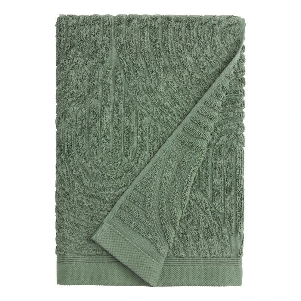 World Market Laurel Wreath Green Sculpted Arches Bath Towel