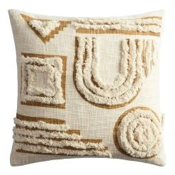 World Market Ivory And Gold Tufted Abstract Throw Pillow