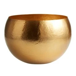 World Market Round Gold Hammered Iron Floor Planter