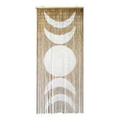 World Market White And Natural Moon Phase Bamboo Beaded Curtain