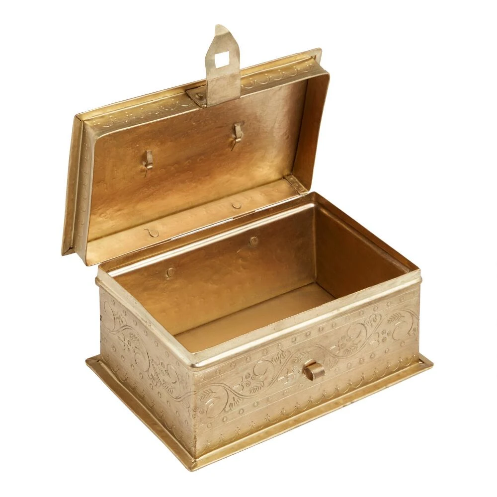 World Market Small Antique Gold Trinket Box with Handle