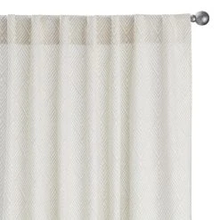 World Market White And Tan Diamond Cotton Sleeve Top Curtains Set of 2