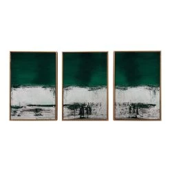 World Market Malachite Green Abstract Framed Canvas Wall Art 3 Piece