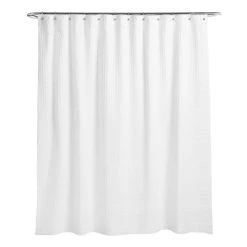 World Market White Waffle Wide Weave Shower Curtain
