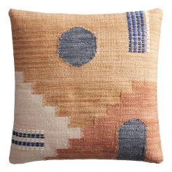 World Market Orange and Blue Stepwell Indoor Outdoor Throw Pillow