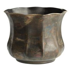 World Market Aged Patina Metal Fluted Planter