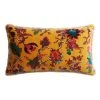 World Market Bright Gold Velvet Floral Lumbar Pillow