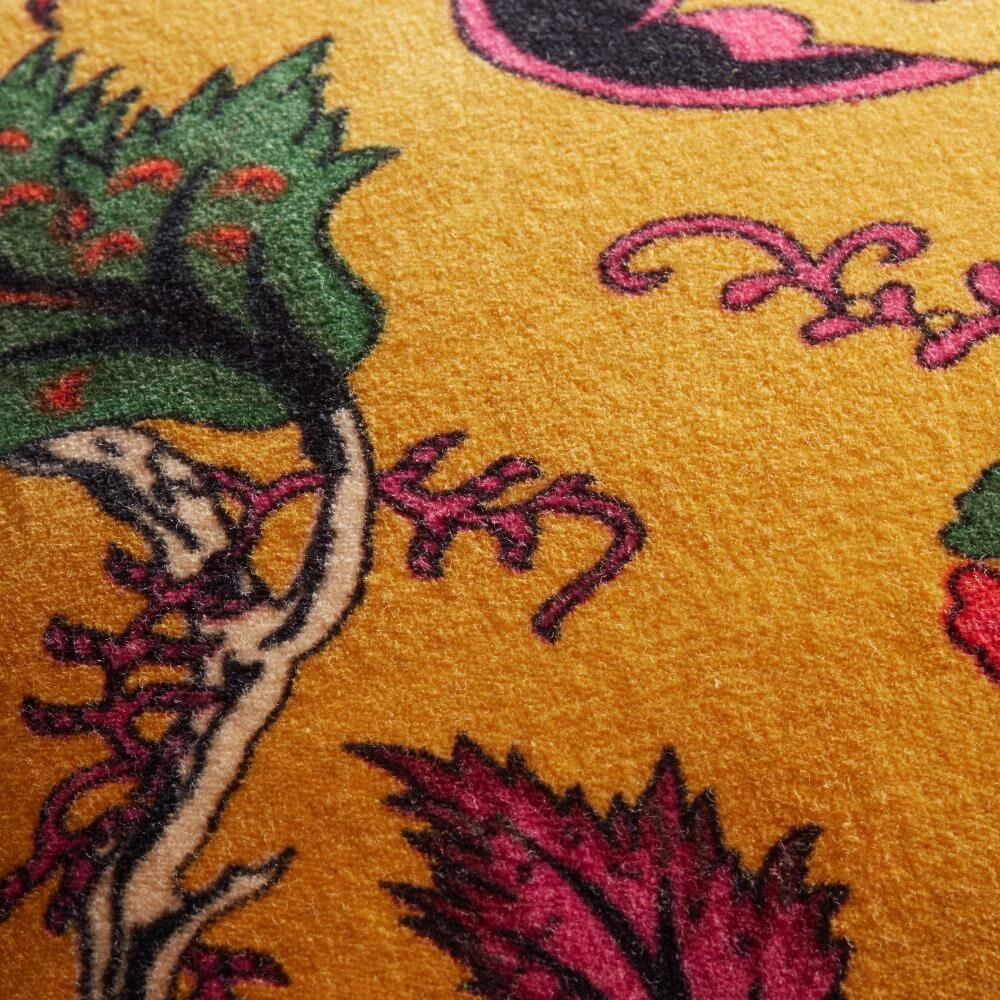 World Market Bright Gold Velvet Floral Lumbar Pillow - Image 3