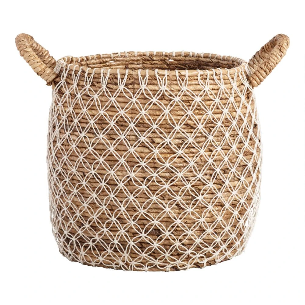 World Market Bianca Macrame Seagrass Tote Basket