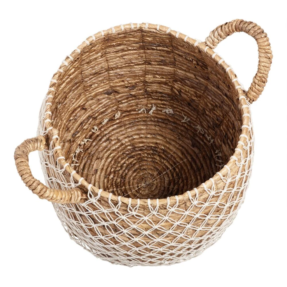 World Market Bianca Macrame Seagrass Tote Basket - Image 2