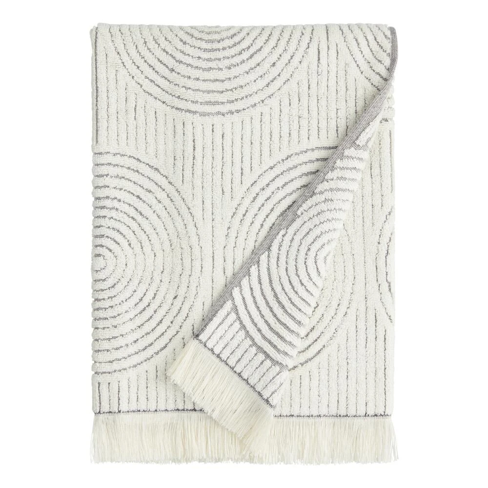 World Market Morgan Gray And Off White Sculpted Spiral Bath Towel