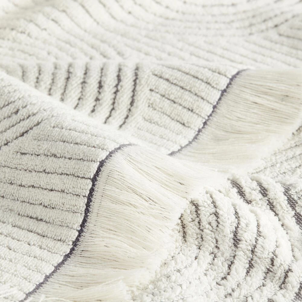 World Market Morgan Gray And Off White Sculpted Spiral Bath Towel - Image 3