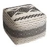 World Market Black and White Kilim Indoor Outdoor Pouf