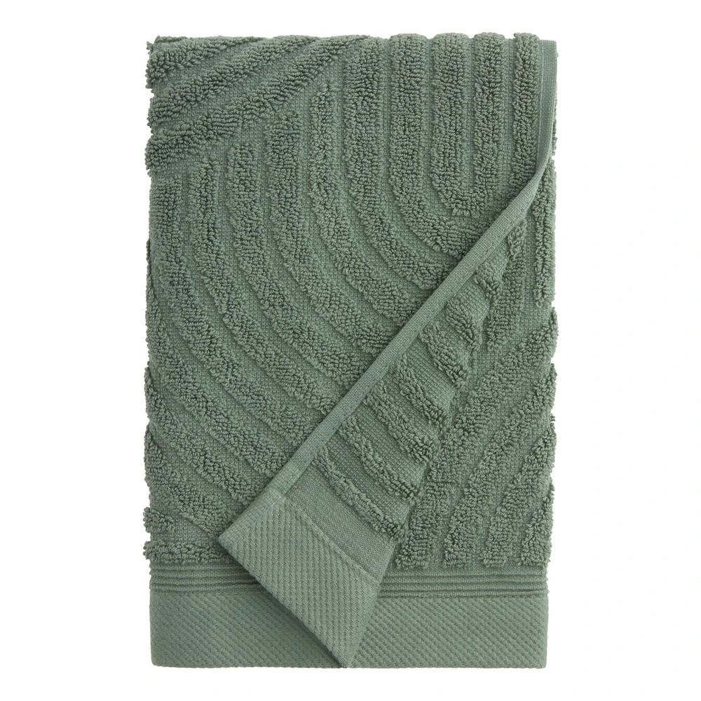 World Market Laurel Wreath Green Sculpted Arches Hand Towel