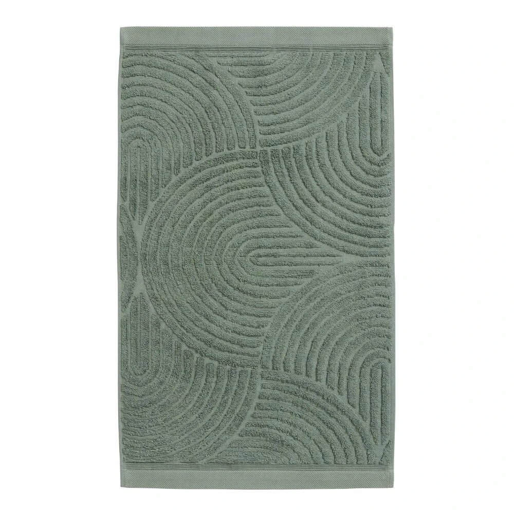 World Market Laurel Wreath Green Sculpted Arches Hand Towel - Image 2