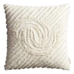 World Market Ivory Embroidered Tufted Arch Throw Pillow