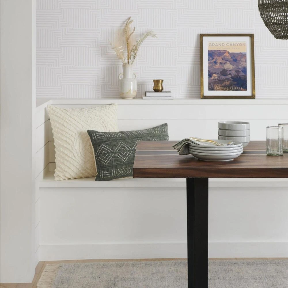 World Market Ivory Embroidered Tufted Arch Throw Pillow - Image 2