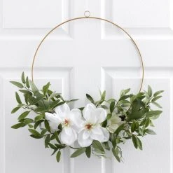 World Market Faux Eucalyptus And Flower Hoop Wreath