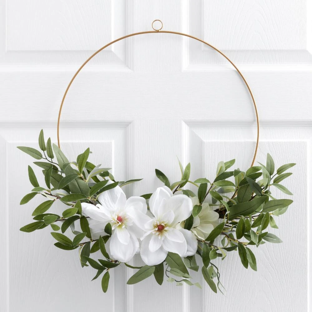 World Market Faux Eucalyptus And Flower Hoop Wreath