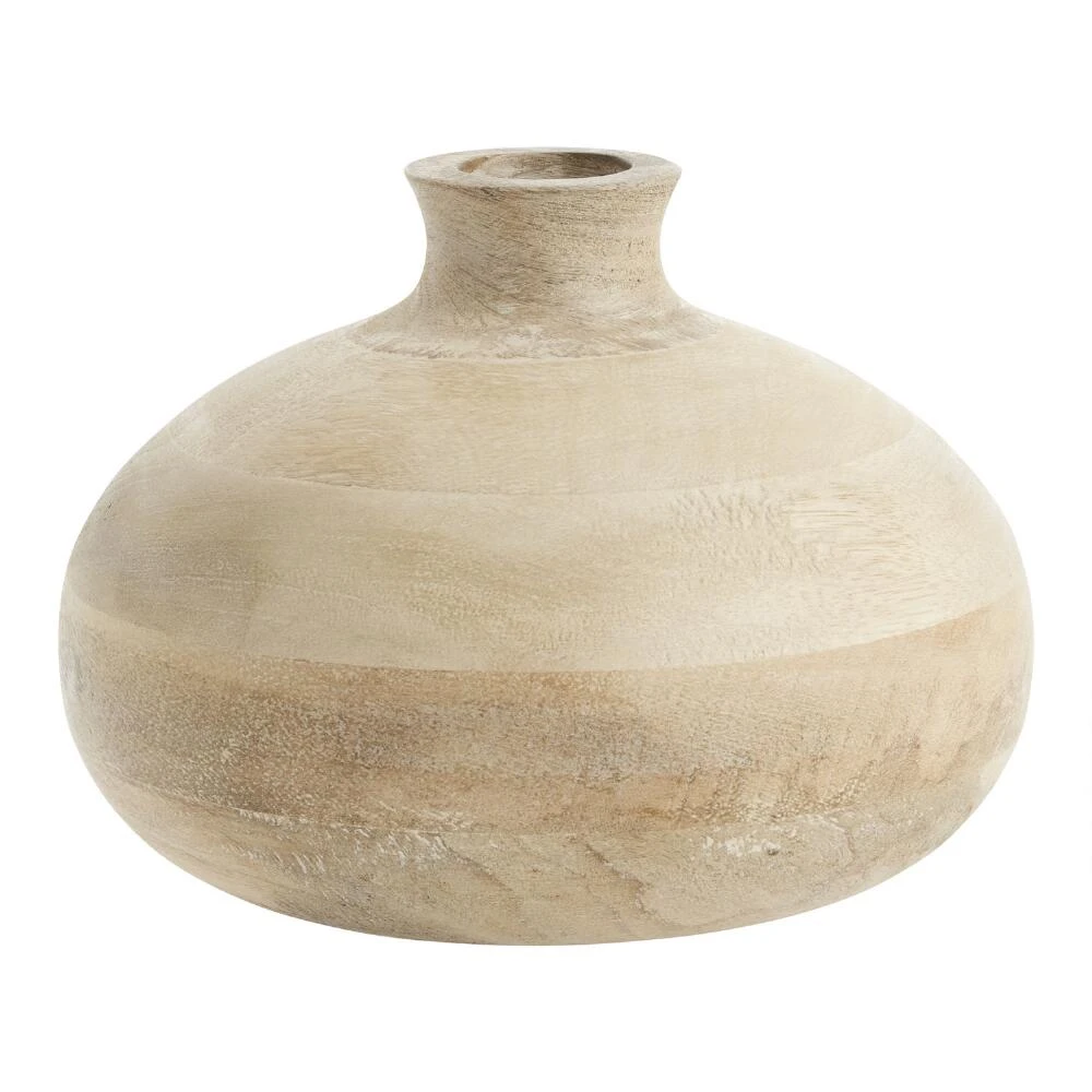 World Market CRAFT Medium Whitewash Mango Wood Vase
