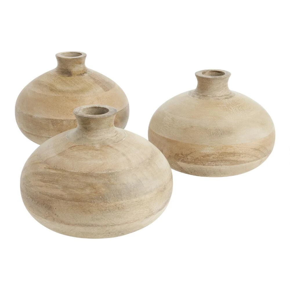 World Market CRAFT Medium Whitewash Mango Wood Vase - Image 2