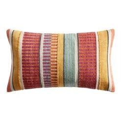 World Market Multicolor Variegated Stripe Indoor Outdoor Lumbar Pillow