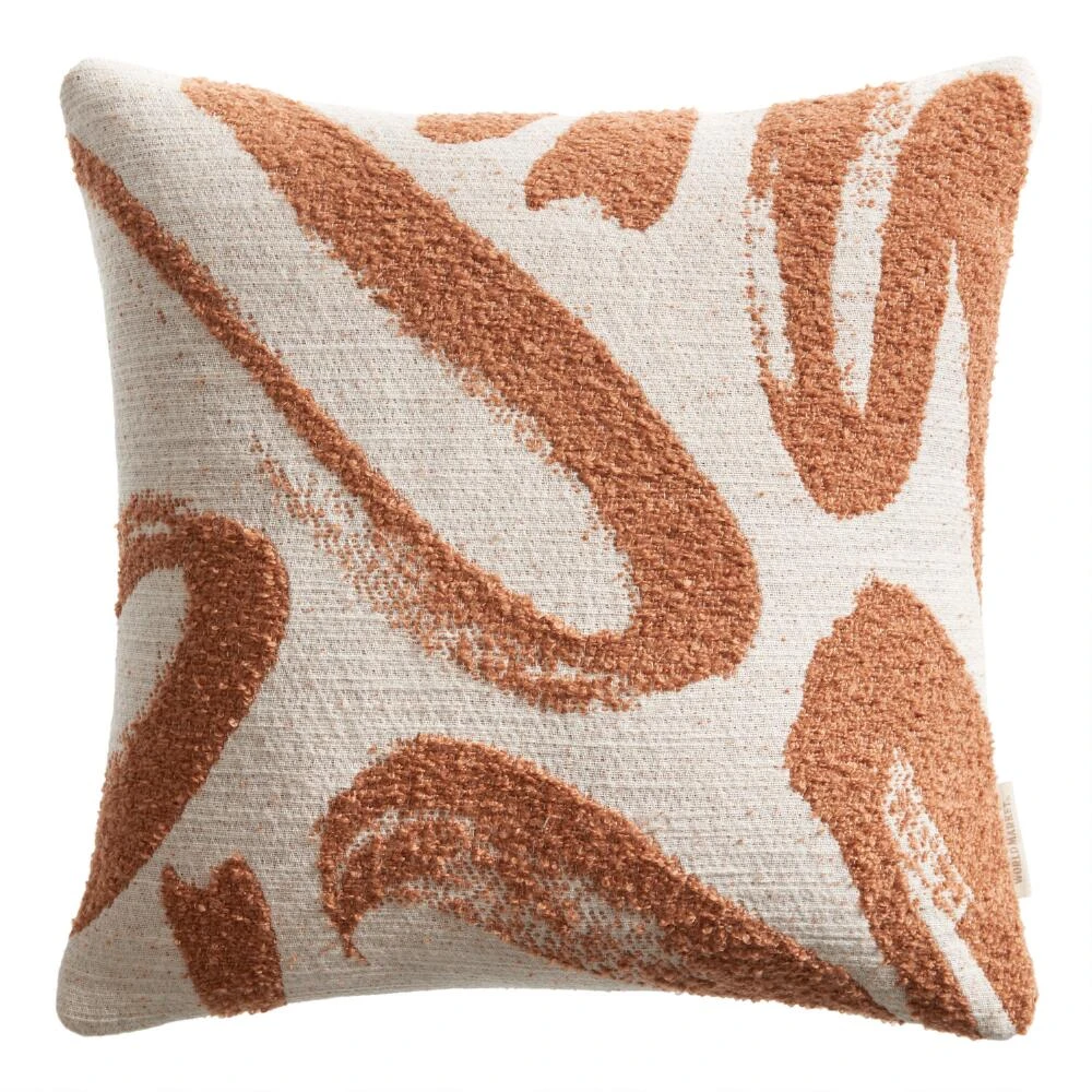 World Market Rust And Ivory Abstract Brushstrokes Throw Pillow