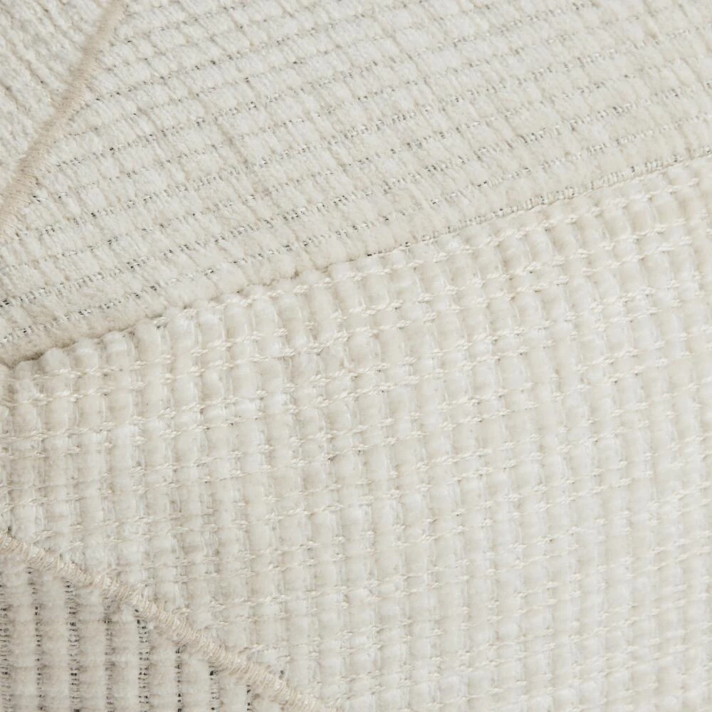 World Market Square Ivory Plush Textured Pouf - Image 4