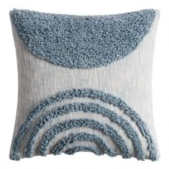 World Market Blue and Ivory Semicircle Throw Pillow