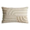 World Market Ivory Tufted Curved Lines Lumbar Pillow
