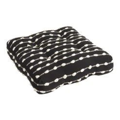 World Market Black and Ivory Dot Indoor Outdoor Floor Cushion