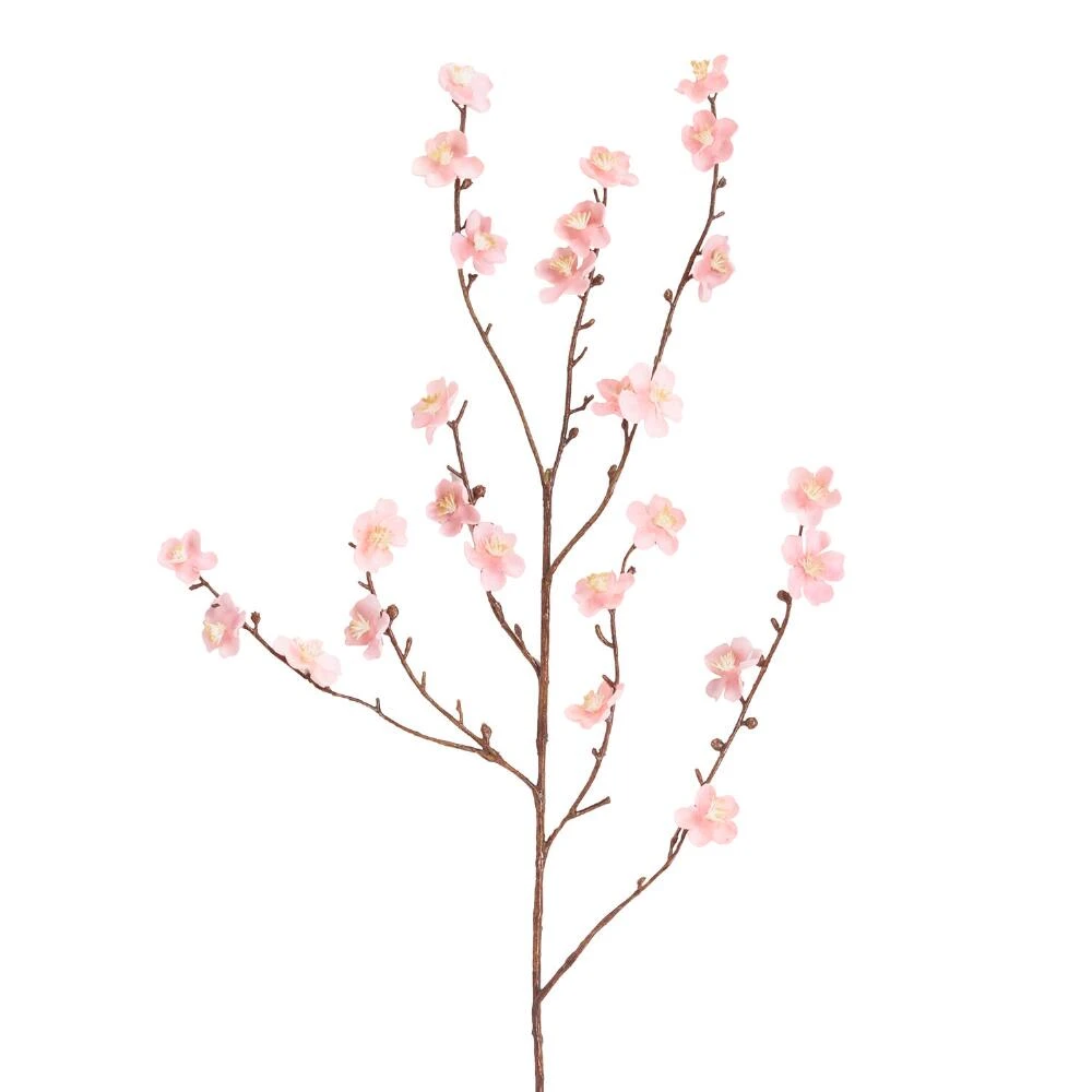 World Market Pink Faux Velvet Plum Blossom Stem