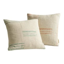 World Market Ivory Stripe Patched Throw Pillow