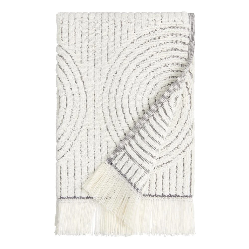 World Market Morgan Gray And Off White Sculpted Spiral Hand Towel